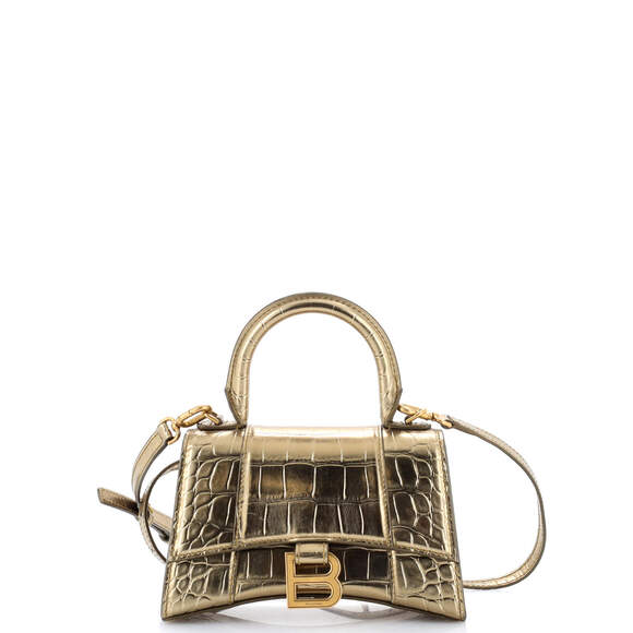 Balenciaga Handbags - Balenciaga XS Hourglass Top Handle Bag Crocodile Embossed Leather